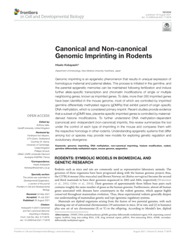 Canonical and Non-Canonical Genomic Imprinting in Rodents