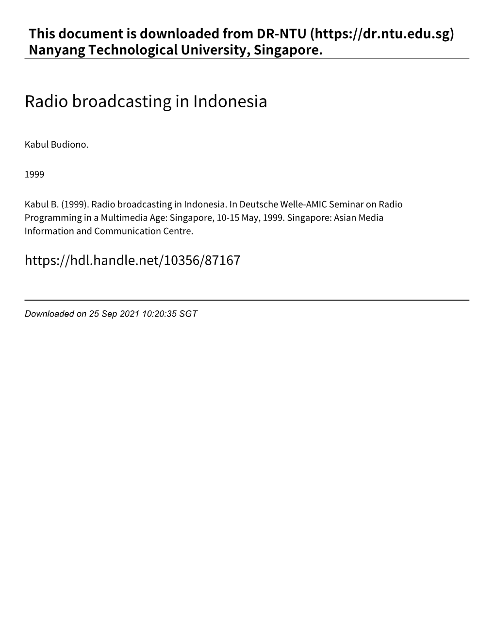 Radio Broadcasting in Indonesia