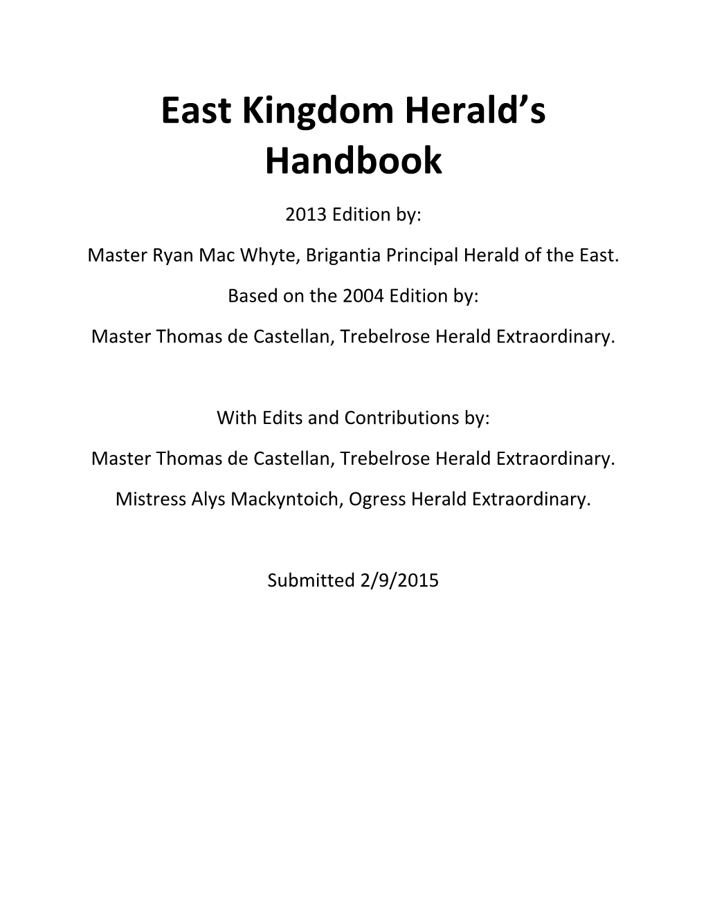 East Kingdom Herald's Handbook