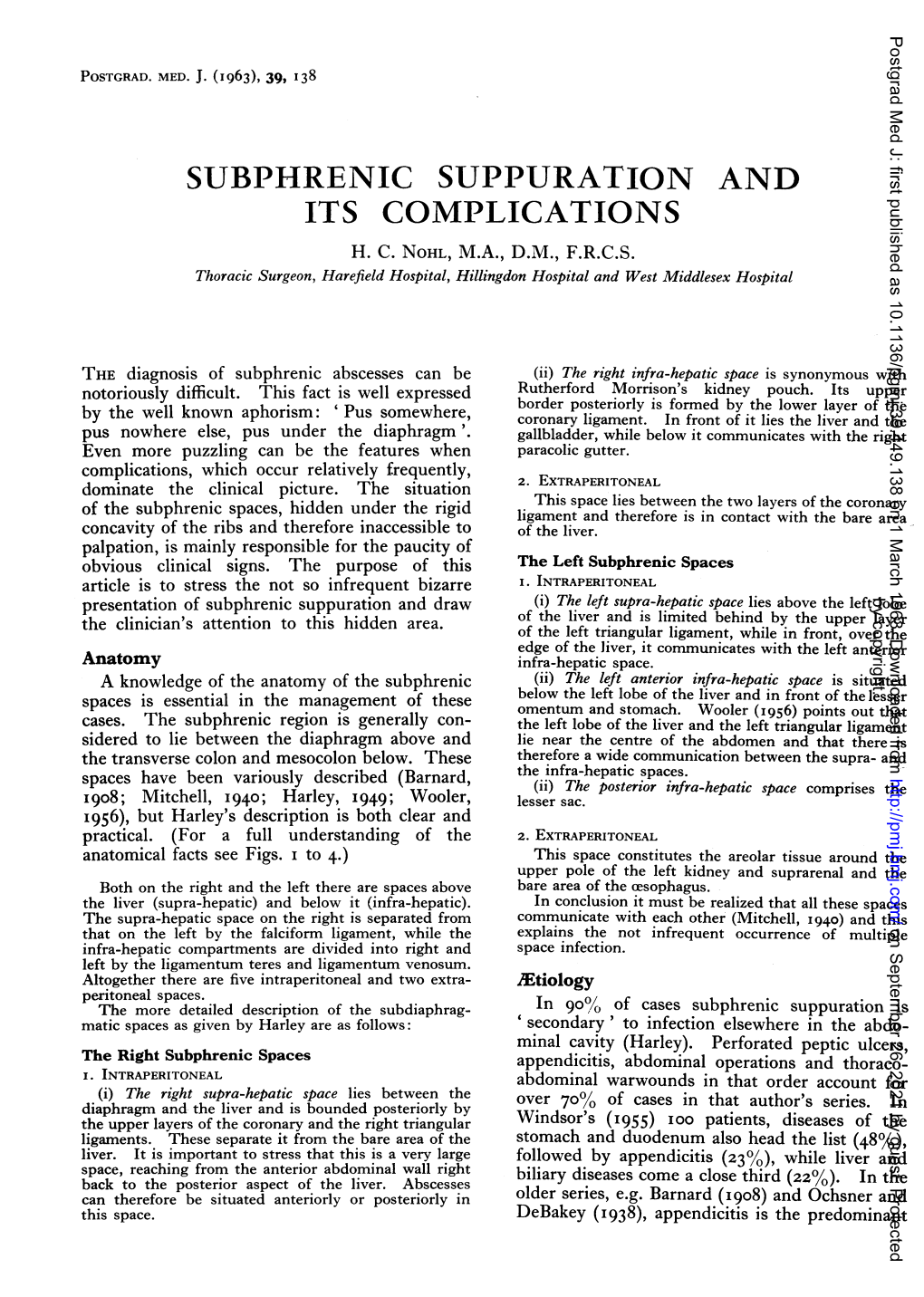 Subphrenic Suppuration and Its Complications H