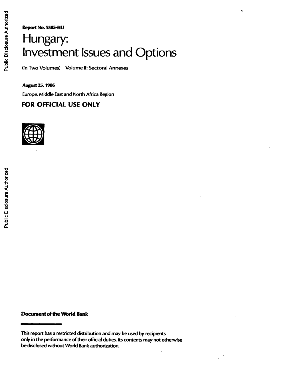 Hungary: Investment Issues and Options