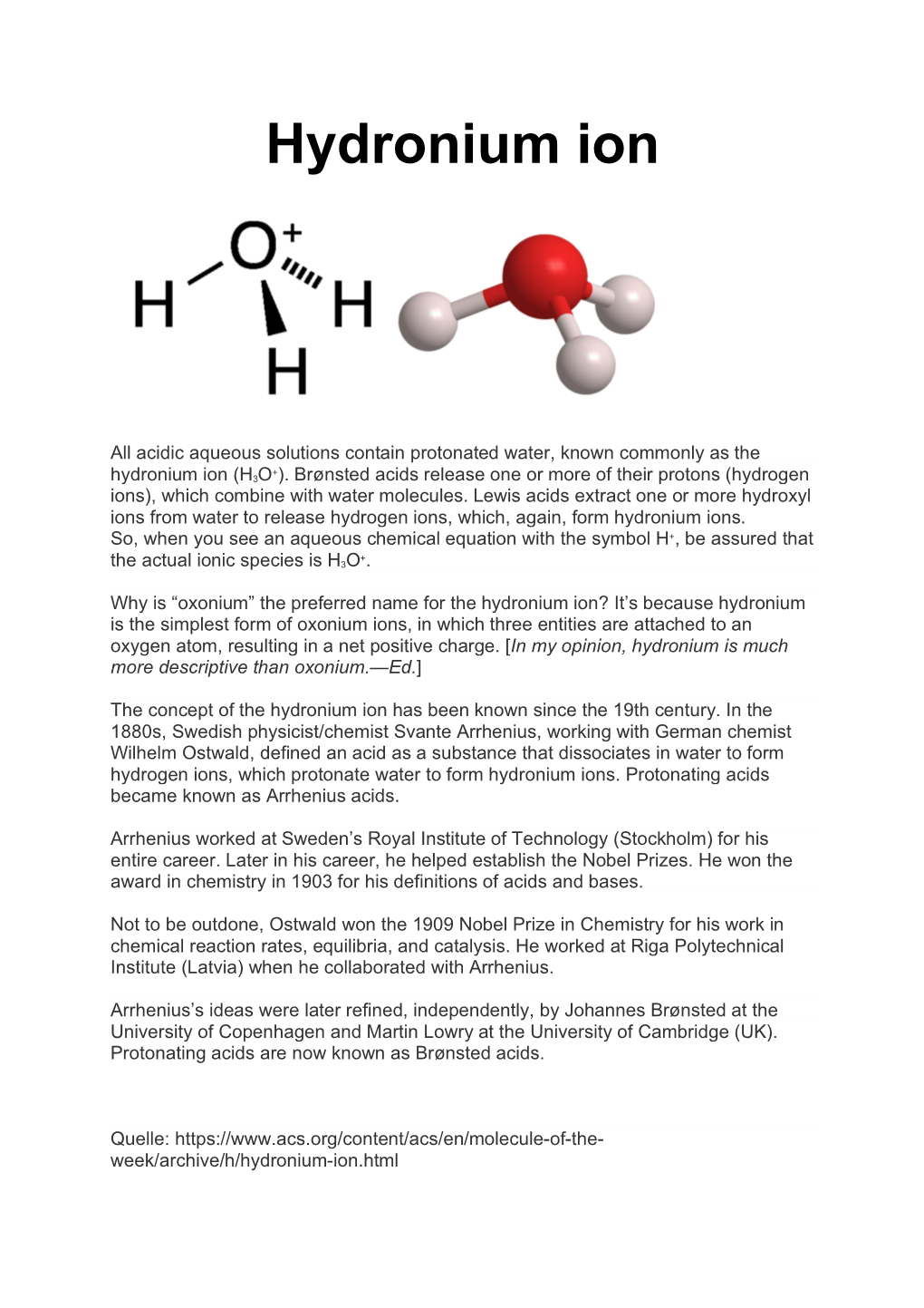 Hydronium Ion