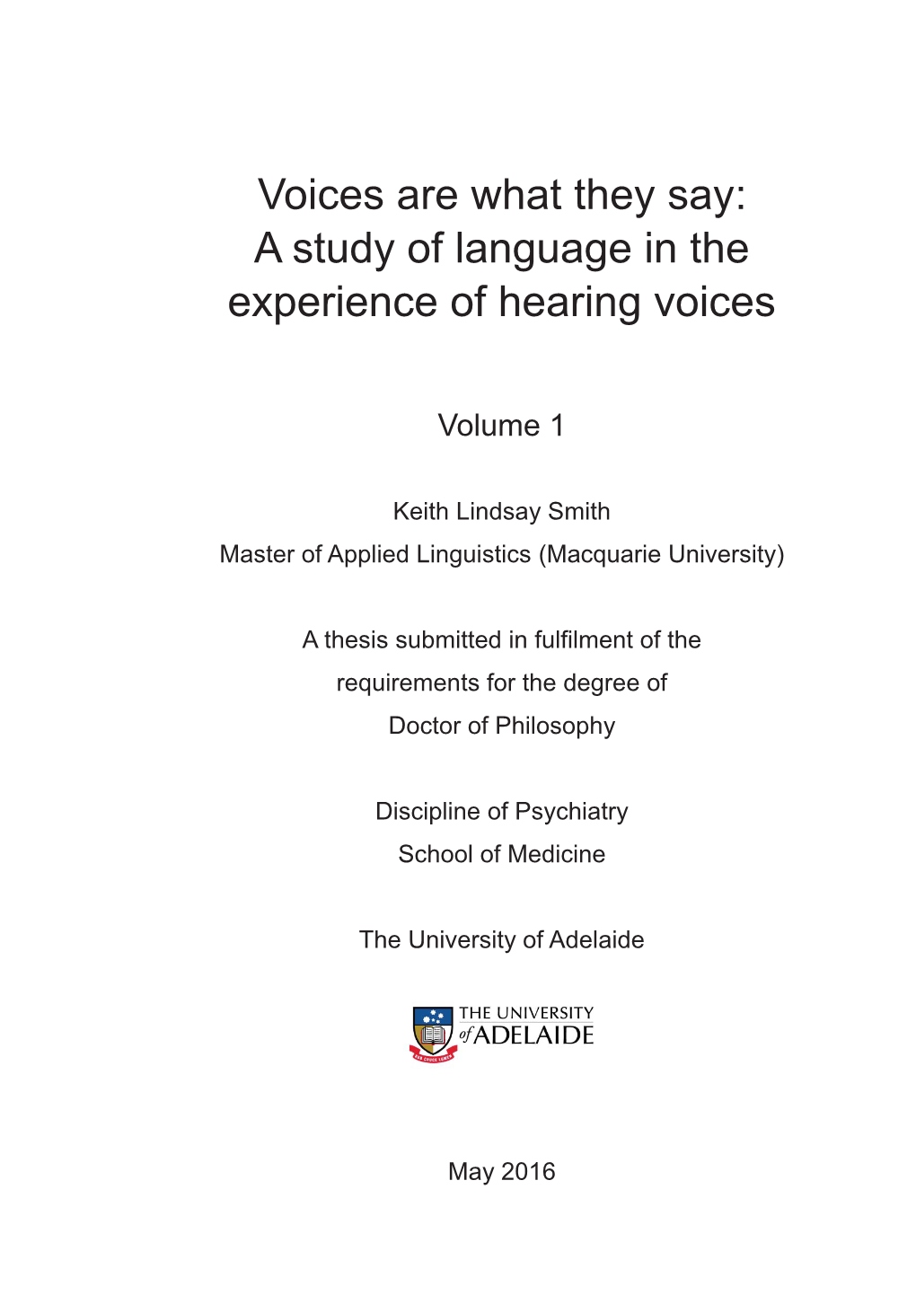 A Study of Language in the Experience of Hearing Voices