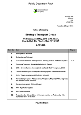 (Public Pack)Agenda Document for Strategic Transport Group, 02/05/2018 10:00