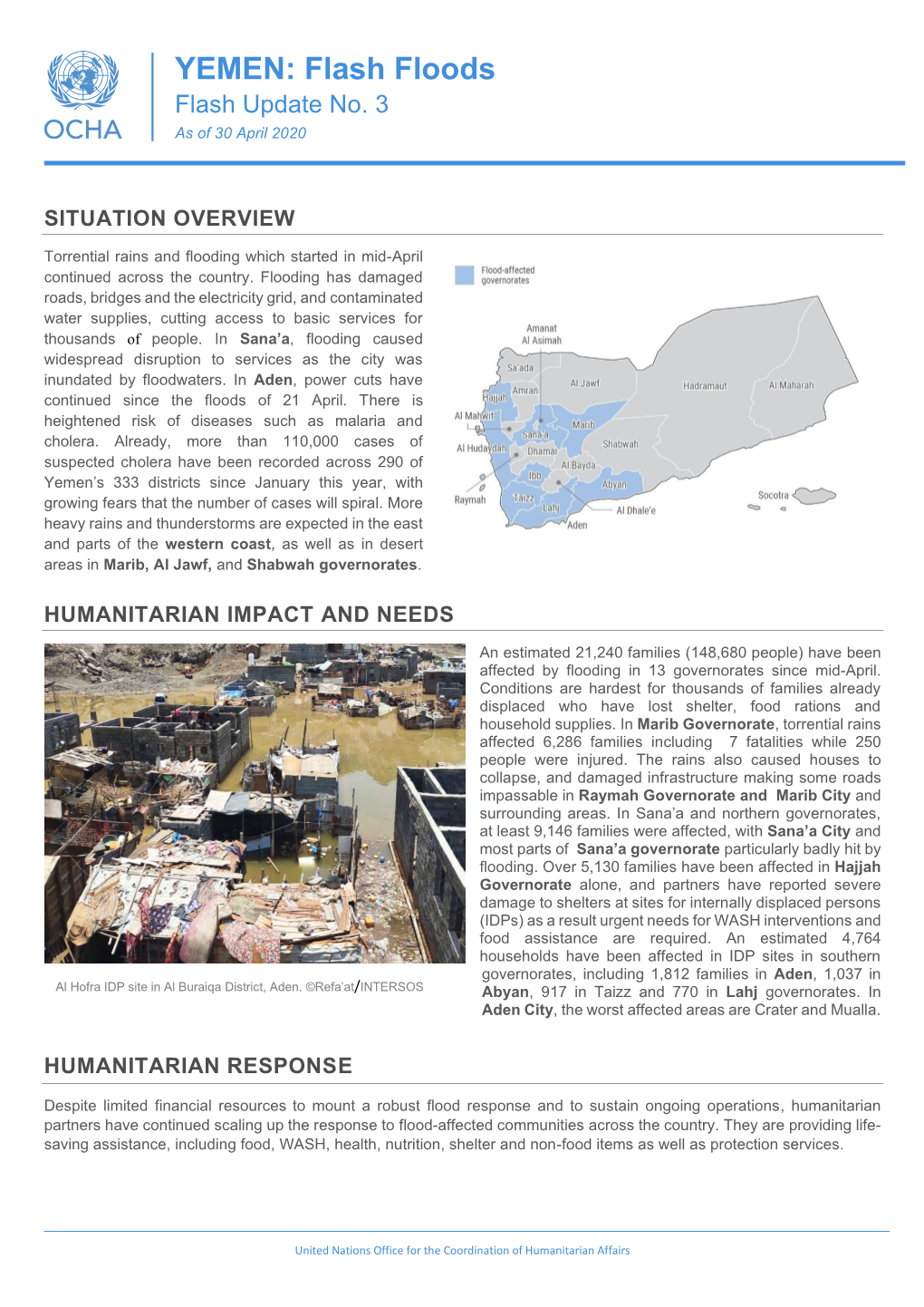 YEMEN: Flash Floods Flash Update No