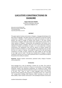 Locative Constructions in Dangme