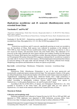 Hyphoderma Moniliforme and H. Nemorale (Basidiomycota) Newly Recorded from China