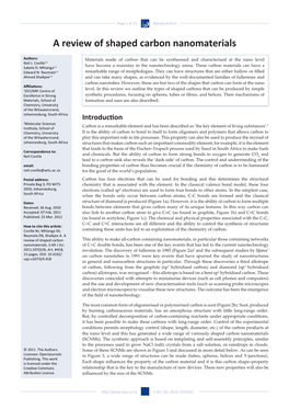 A Review of Shaped Carbon Nanomaterials