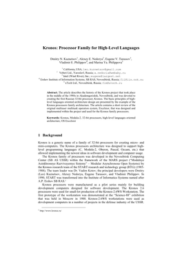 Kronos: Processor Family for High-Level Languages