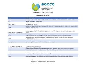 EOCCO Prior Authorization List Effective 08/01/2021