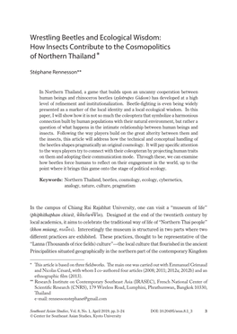 Wrestling Beetles and Ecological Wisdom: How Insects Contribute to the Cosmopolitics of Northern Thailand *