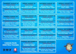 Celebrate Studio Ghibli Films Timetable