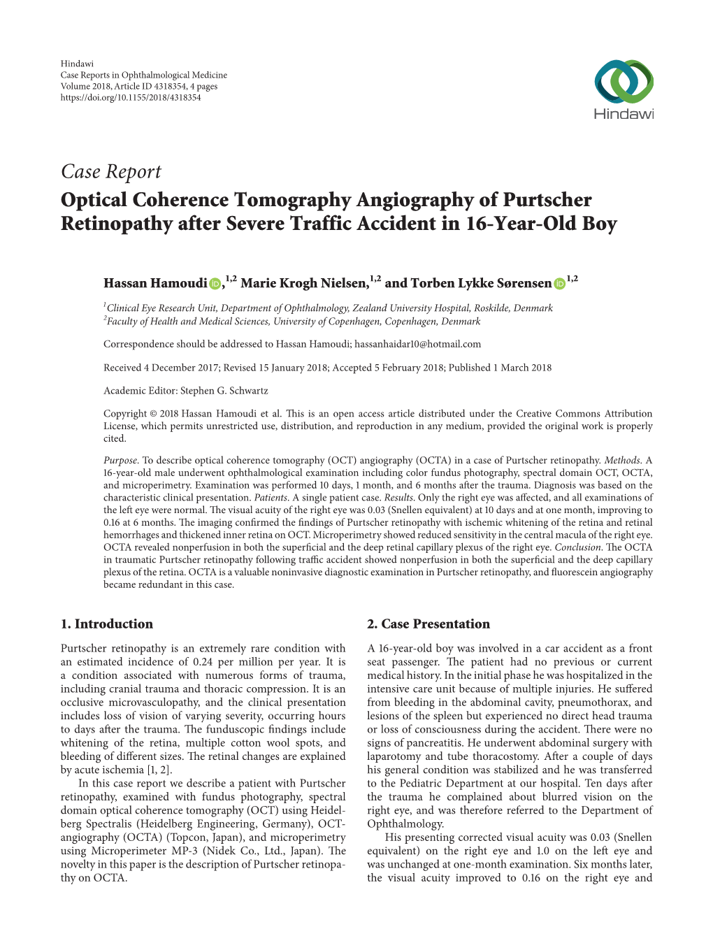 Optical Coherence Tomography Angiography of Purtscher Retinopathy After Severe Traffic Accident in 16-Year-Old Boy