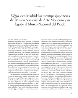 Ukiyo-E En Madrid: Las Estampas Japonesas Del Museo Nacional De Arte Moderno Y Su Legado Al Museo Nacional Del Prado