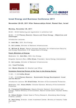 Israel Energy and Business Conference 2011