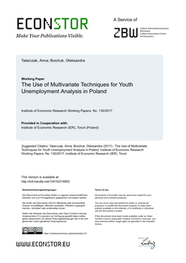 The Use of Multivariate Techniques for Youth Unemployment Analysis in Poland