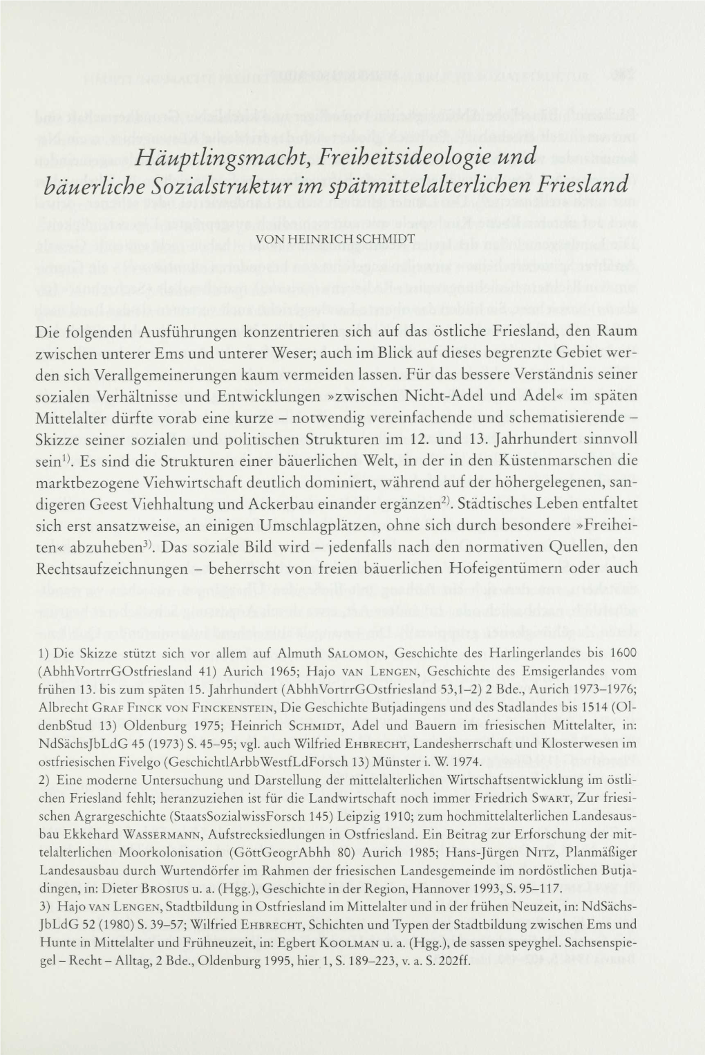 Häuptlingsmacht, Freiheitsideologie Und Häuerliche Sozialstruktur Im Spätmittelalterlichen Friesland