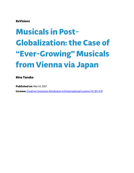 Musicals in Post-Globalization: the Case of “Ever-Growing” Musicals from Vienna Via Japan