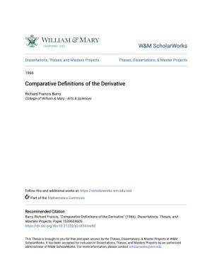 Comparative Definitions of the Derivative