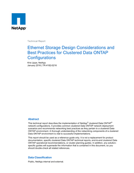 Ethernet Storage Design Considerations and Best Practices for Clustered Data ONTAP Configurations