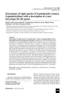 Karyotypes of Eight Species of Leptodactylus (Anura, Leptodactylidae) with a Description of a New Karyotype for the Genus