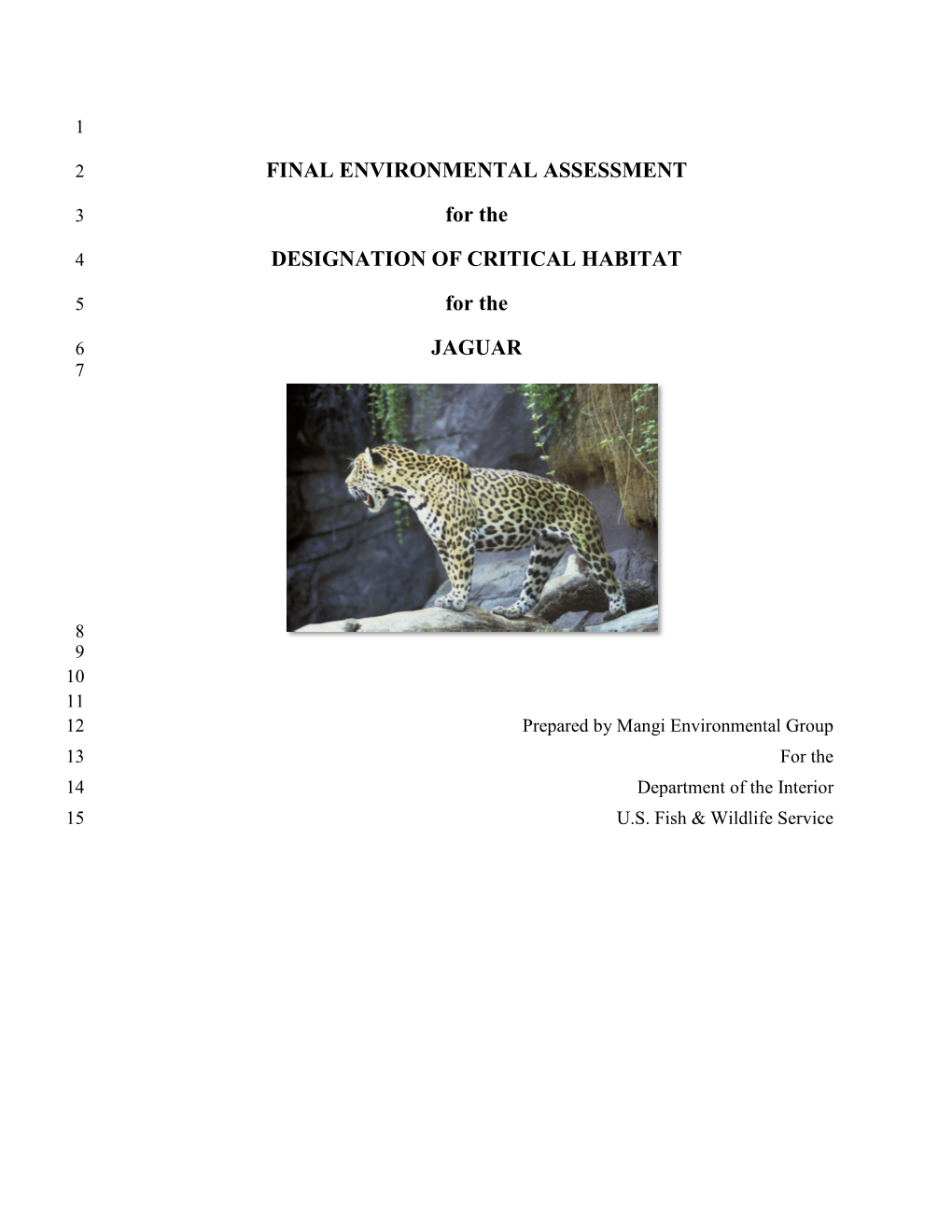 Final Environmental Assessment for the Designation of Critical Habitat