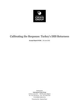 Calibrating the Response Turkey's ISIS Returnees