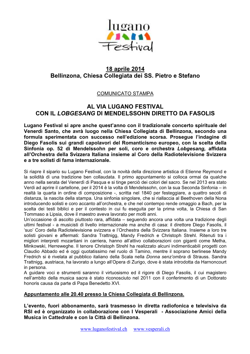 Comunicato Lugano Festival 18 Aprile