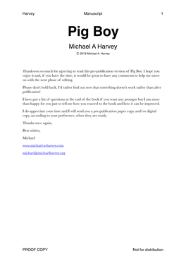 Pig Boy Michael a Harvey Ⓒ 2019 Michael A