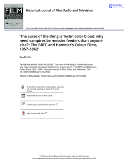 The BBFC and Hammer's Colour Films, 1957–1962'