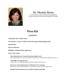 Dr. Michele Borba Press