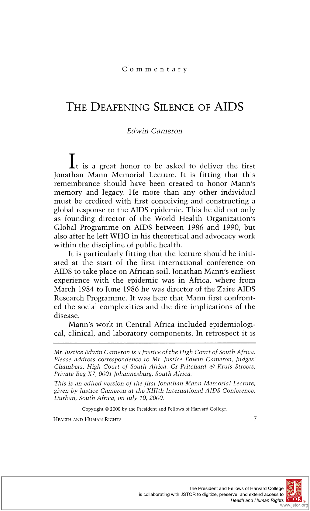 The Deafening Silence of Aids