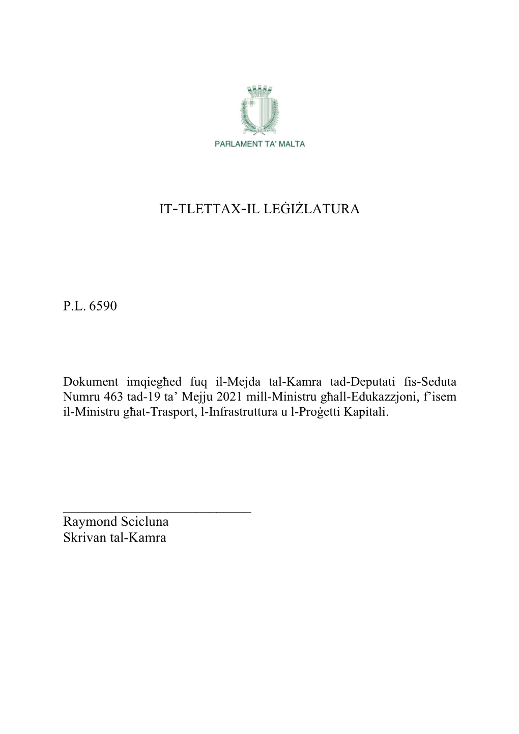 It-Tlettax-Il Leġiżlatura Pl 6590