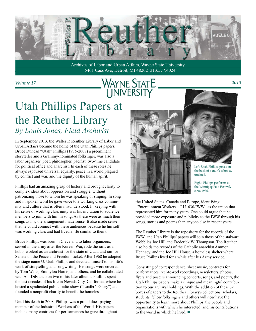 2013 Reuther Library Newsletter