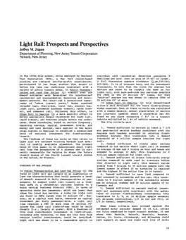 Light Rail: Prospects and Perspectives Jeffrey M