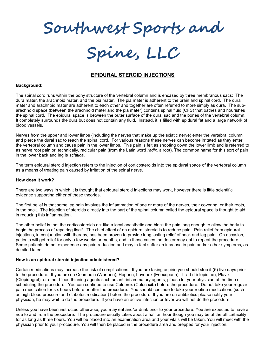 Southwest Sports and Spine, LLC