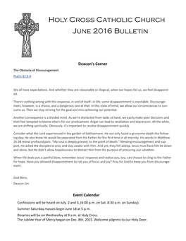 Holy Cross Catholic Church June 2016 Bulletin