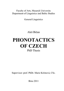 PHONOTACTICS of CZECH Phd Thesis