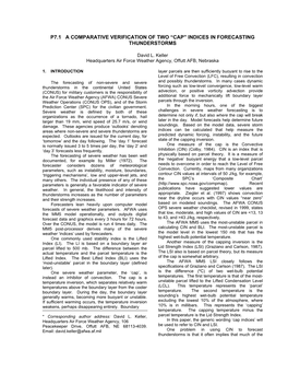 P7.1 a Comparative Verification of Two “Cap” Indices in Forecasting Thunderstorms