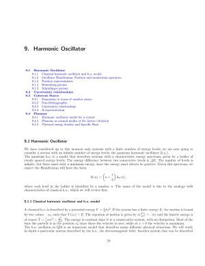22.51 Course Notes, Chapter 9: Harmonic Oscillator