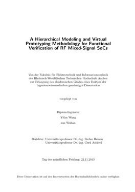 A Hierarchical Modeling and Virtual Prototyping Methodology for Functional Veriﬁcation of RF Mixed-Signal Socs