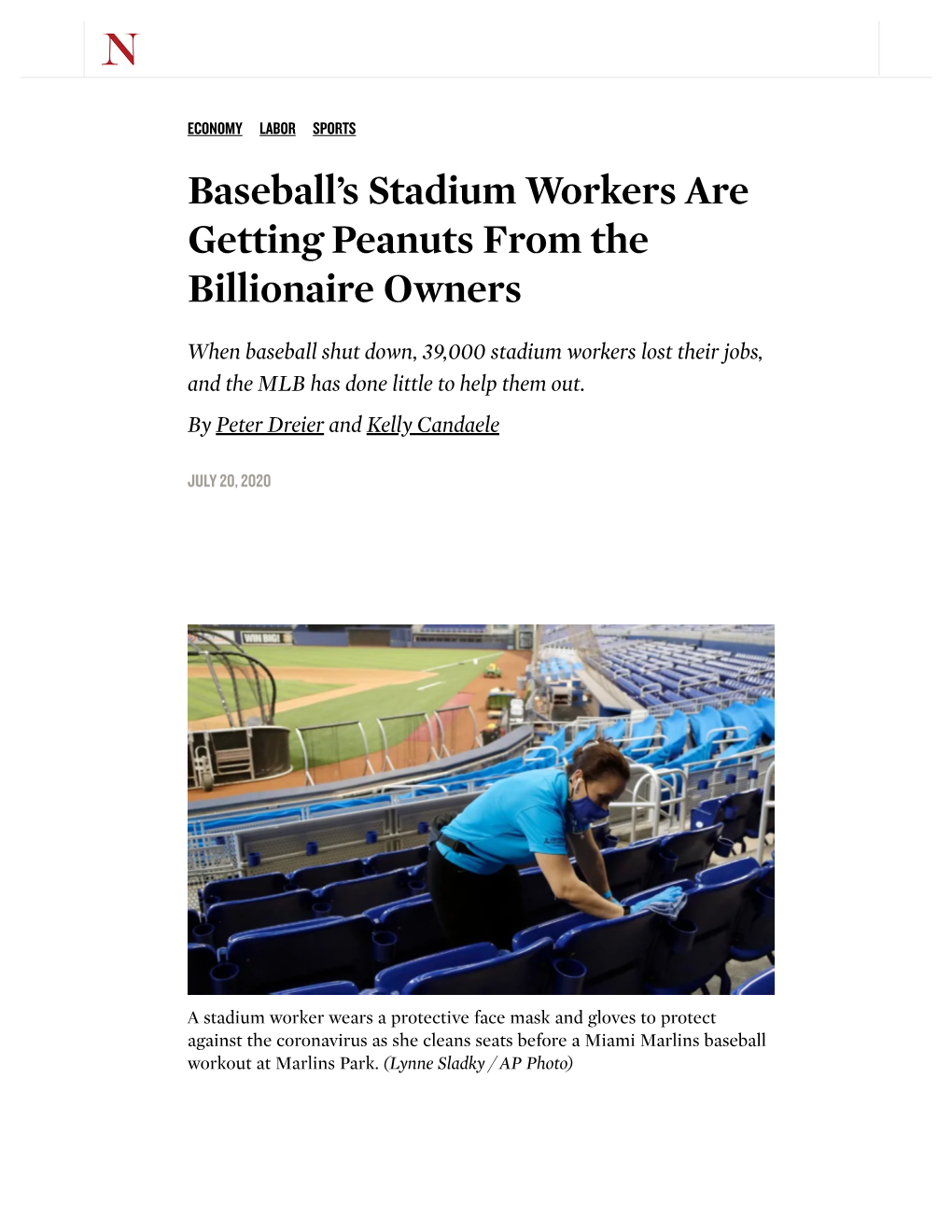 Baseball's Stadium Workers Are Getting Peanuts