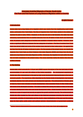 Interstate Unskilled Migrants of Kerala, South India: the Push and Pull Factors of Long Distance Migration Within a Country