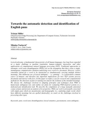 Towards the Automatic Detection and Identification of English Puns