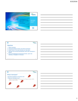 Lab Investigation of Hemolysis Presentation 9-19-18 Ver.1