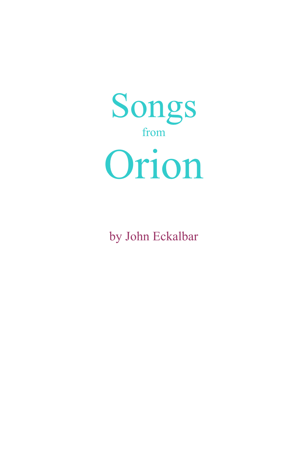 Songs from Orion