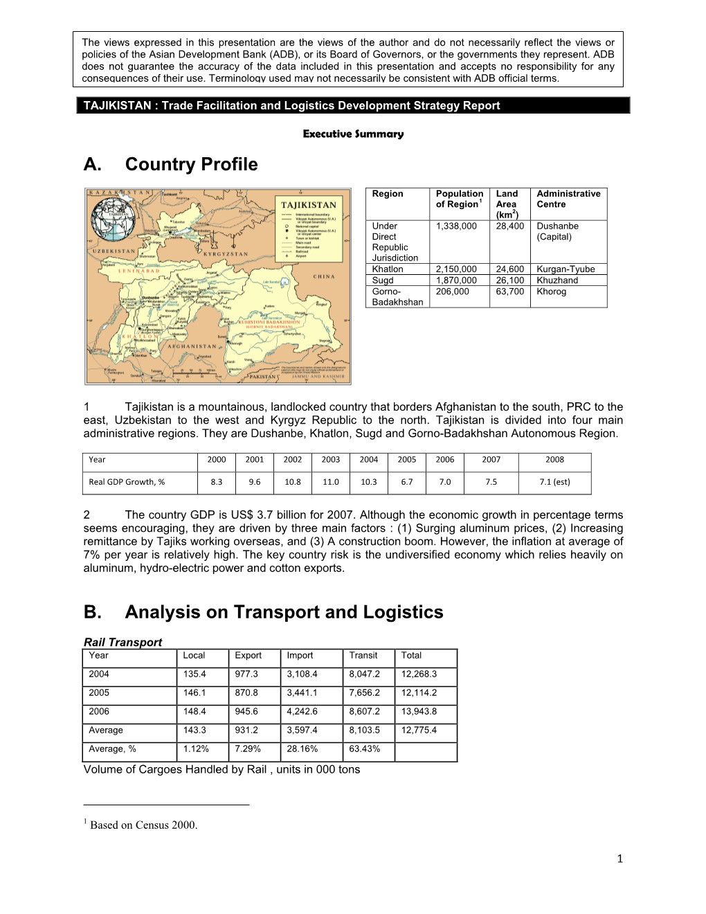 TAJIKISTAN : Trade Facilitation and Logistics Development Strategy Report