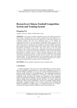 Research on Chinese Football Competition System and Training System