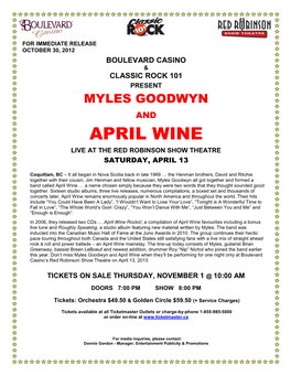 Myles Goodwyn & April Wine