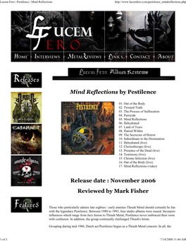 Lucem Fero | Pestilence | Mind Reflections